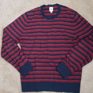 GAP navy/burgundy stripe crewneck sweater
